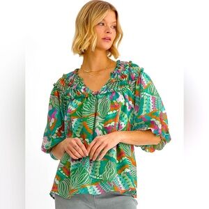 Entro Green Printed Samantha Top
